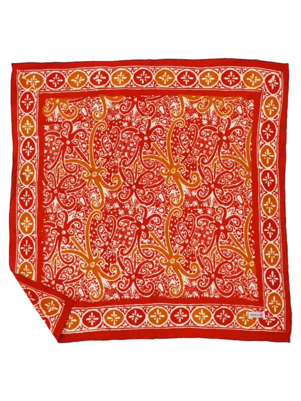 Hand Dyed Batik Bandana, Sultan's Crest, Red Yellow